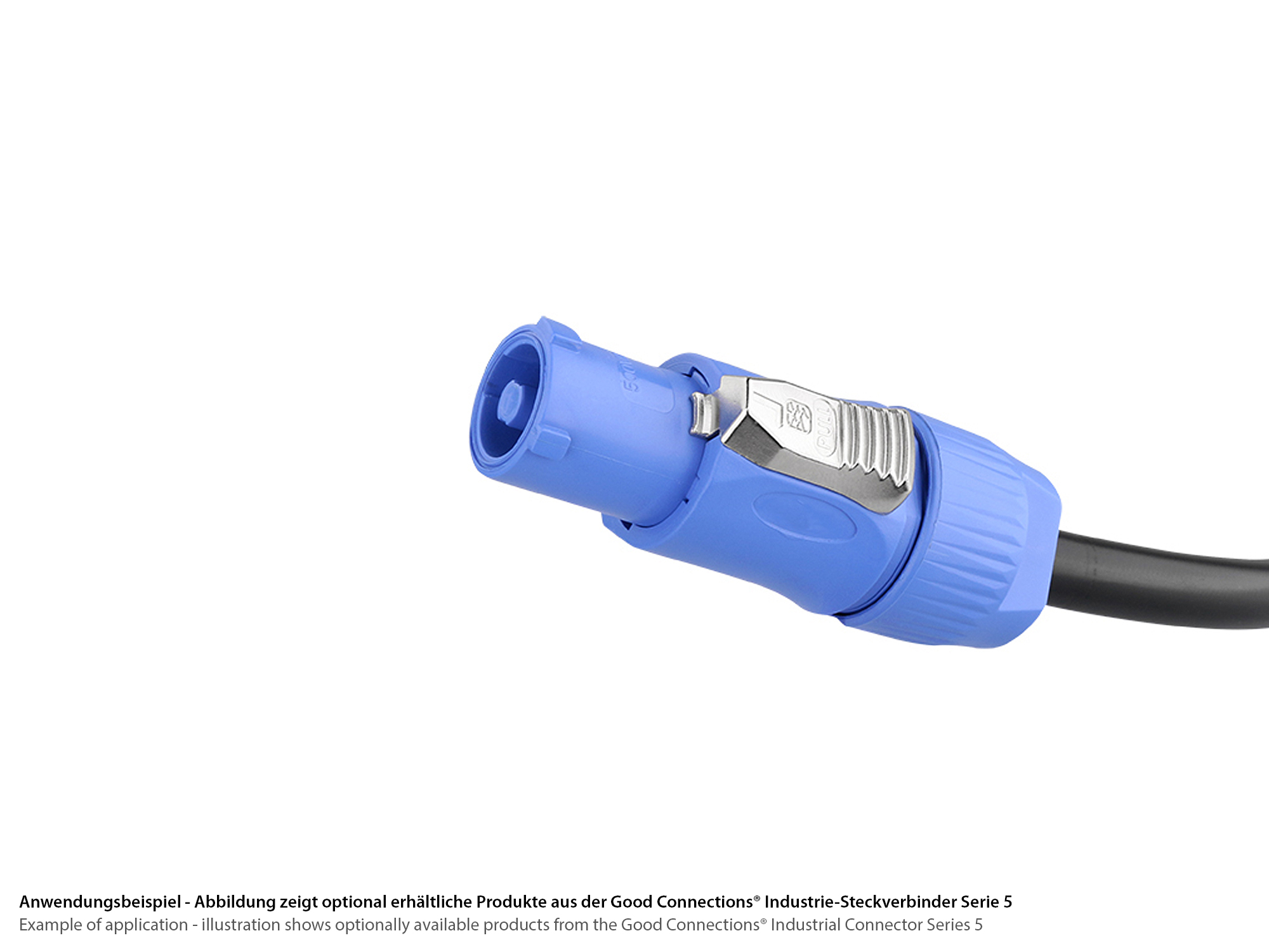 Netzsteckverbinder (Power-In) 3-Pin mit Arretierung, blau, Good Connections®