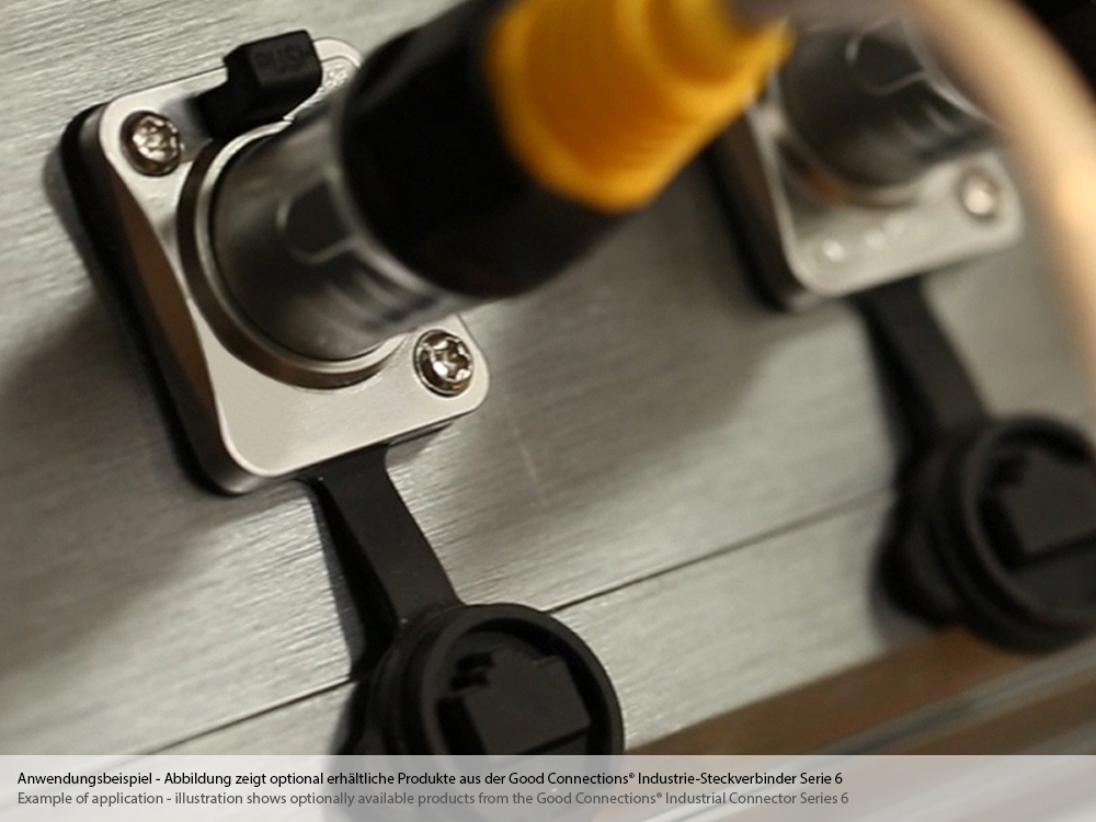 Industrie-Steckverbinder S6 - RJ45 Durchführungskupplung mit Klick Arretierung, RJ45 Buchse beidseitig, Metall, M24, Good Connections®