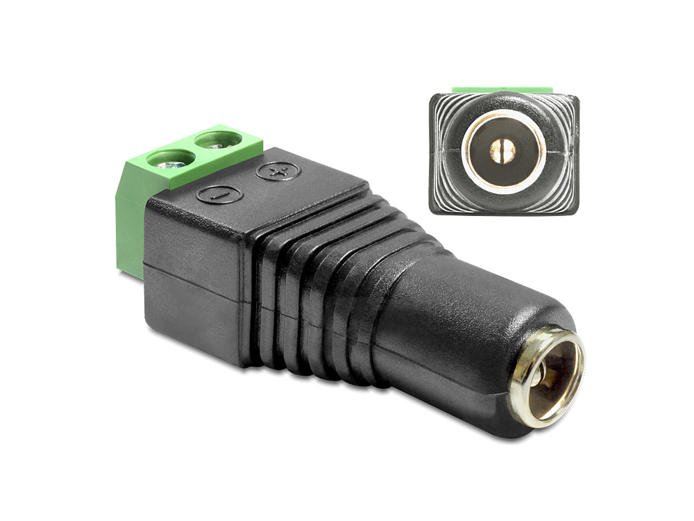 Adapter DC 2,1 x 5,5 mm Buchse an Terminalblock 2 Pin, Delock® [65421]