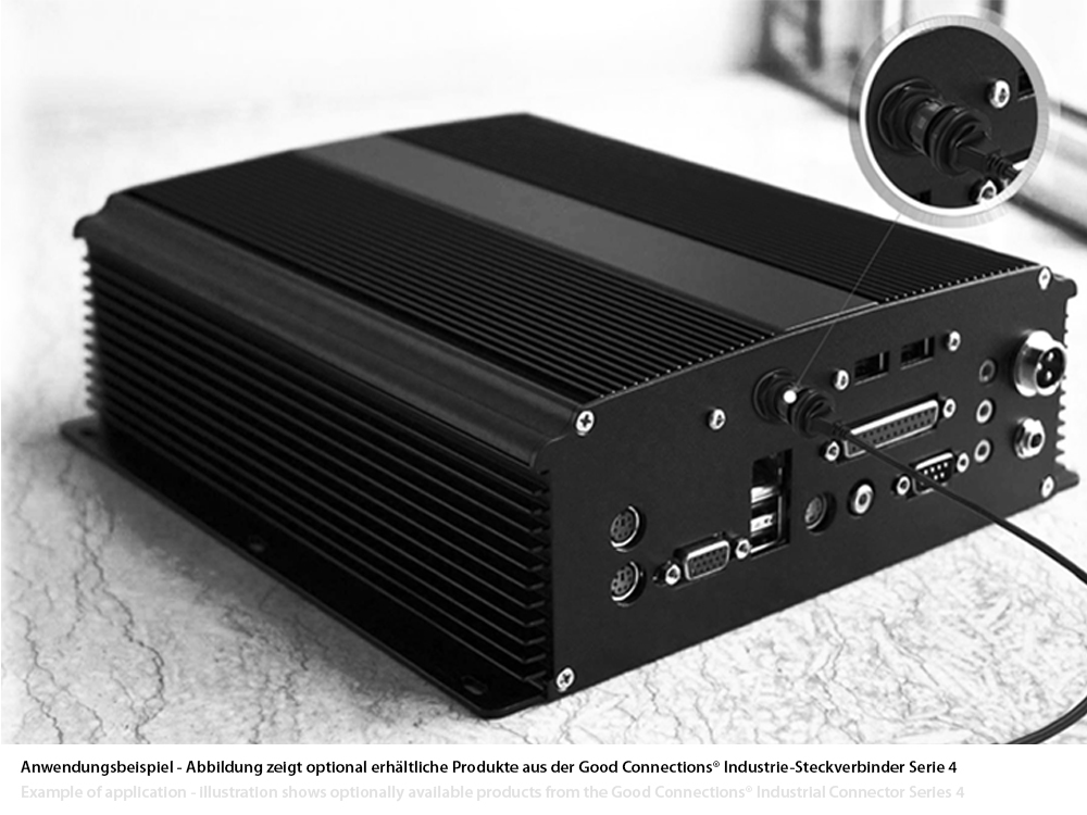 Industrie-Steckverbinder S4 - USB 2.0 Kabel, Stecker A mit Kabelverschraubung beidseitig, Bajonett, IP67, schwarz, 1m, Good Connections®