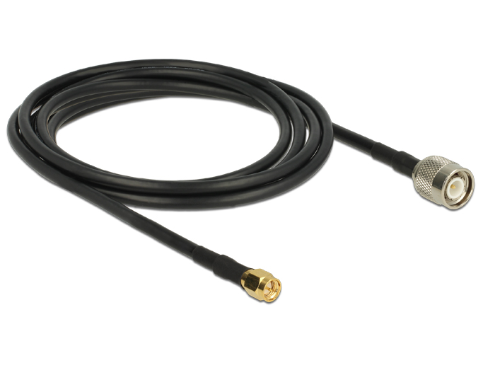 Antennenkabel TNC Stecker an SMA Stecker CFD200, low loss, schwarz, 2,5m, Delock® [89506]