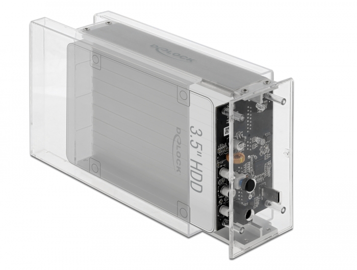 Externes Dual Gehäuse für 2 x 3.5" SATA HDD mit USB Type-C™ Buchse transparent - werkzeugfrei , Delock® [42624]