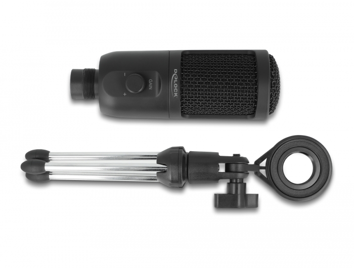 USB Kondensator Mikrofon mit Ständer 24 Bit / 192 kHz für PC und Notebook, Delock® [66832]