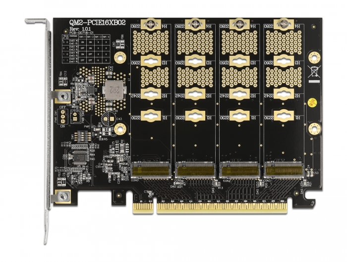 PCI Express x16 Karte zu 4 x intern NVMe M.2 Key M - Bifurcation, Delock® [89017]