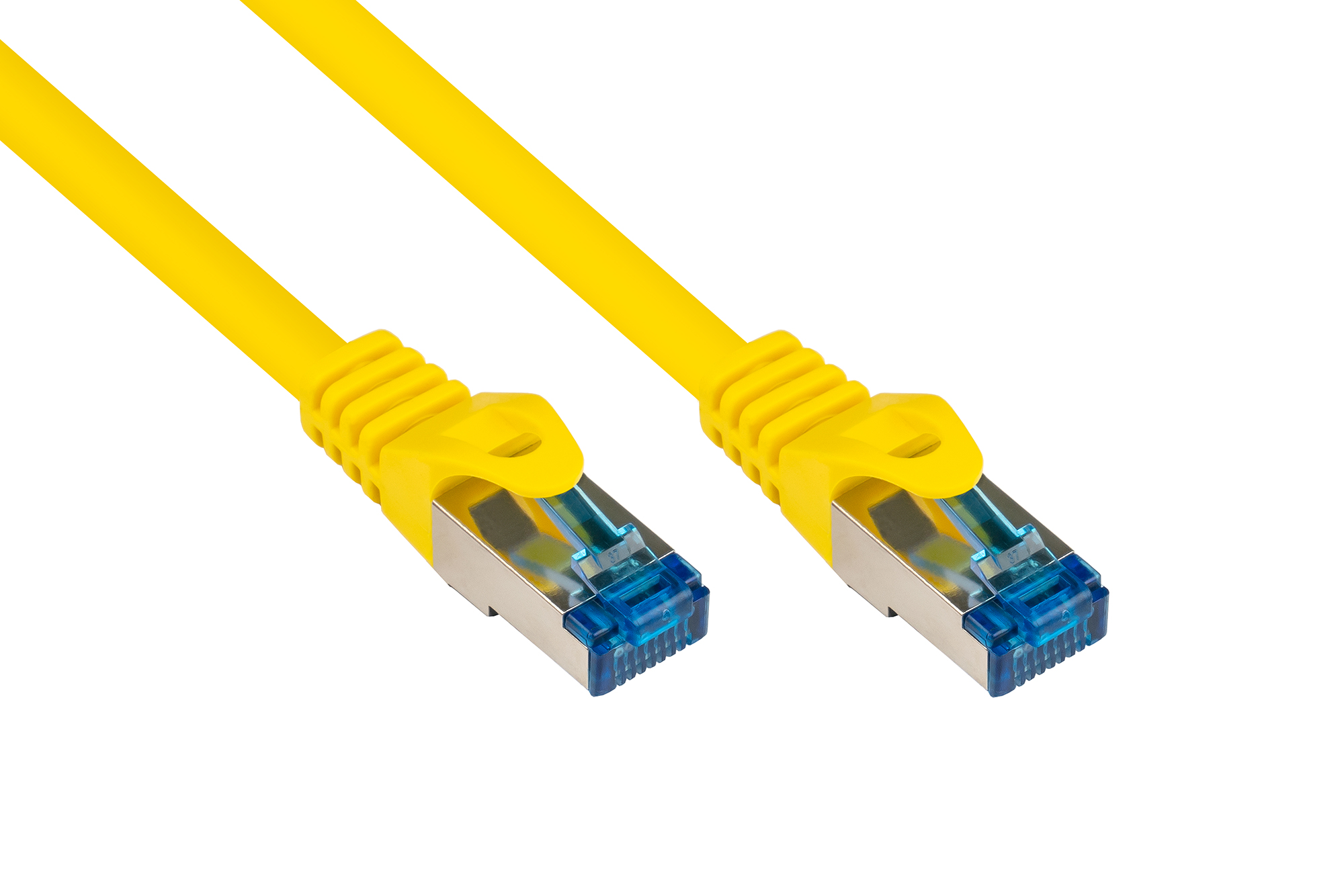 RNS® Patchkabel mit Rastnasenschutz, Cat. 6A, S/FTP, PiMF, halogenfrei, 500MHz, gelb, 10m, Good Connections®