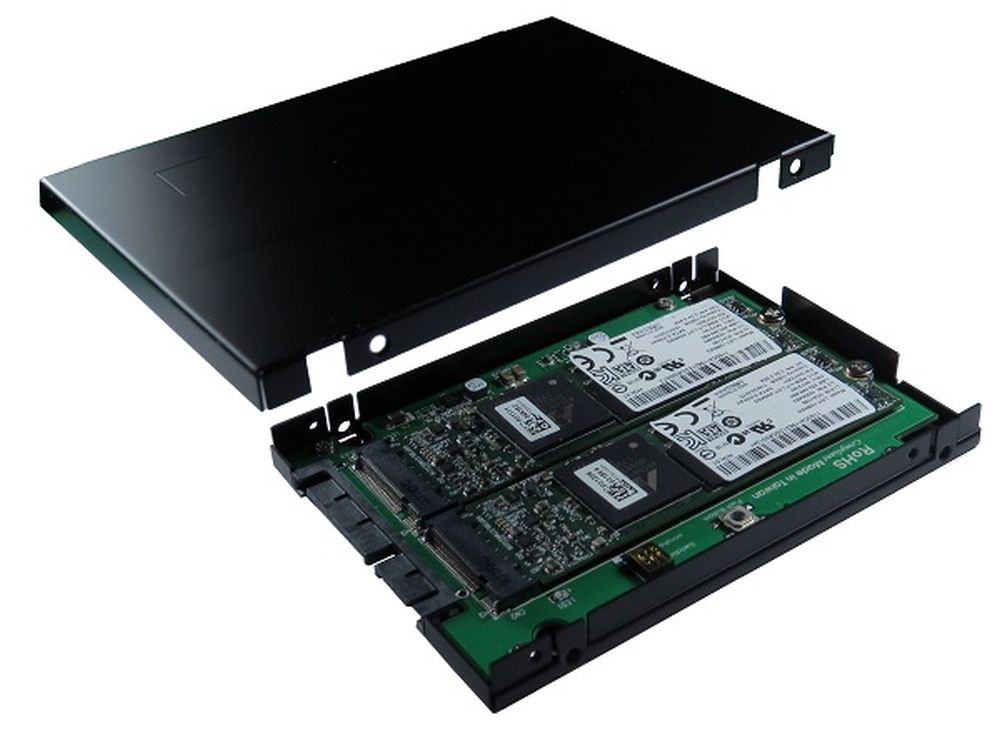 SATA3 zu M.2 NFGG RAID 0/1 Controller mit 2.5" Gehäuserahmen (Höhe 9.5mm), Exsys® [EX-3606]