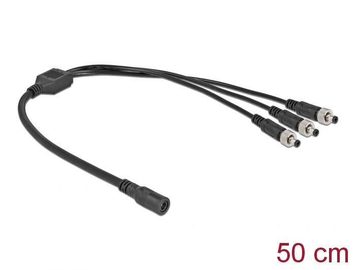 DC Verteilerkabel 5,5 x 2,1 mm 1 x Buchse zu 3 x Stecker verschraubbar, Delock® [86572]