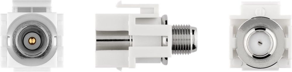 KeyStone Modul, Koax Stecker an F-Buchse, bündige Montage, Gehäuse weiß