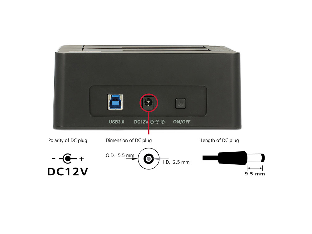 Dual Dockingstation SATA HDD an USB 3.0 mit Klon Funktion, Delock® [62661]