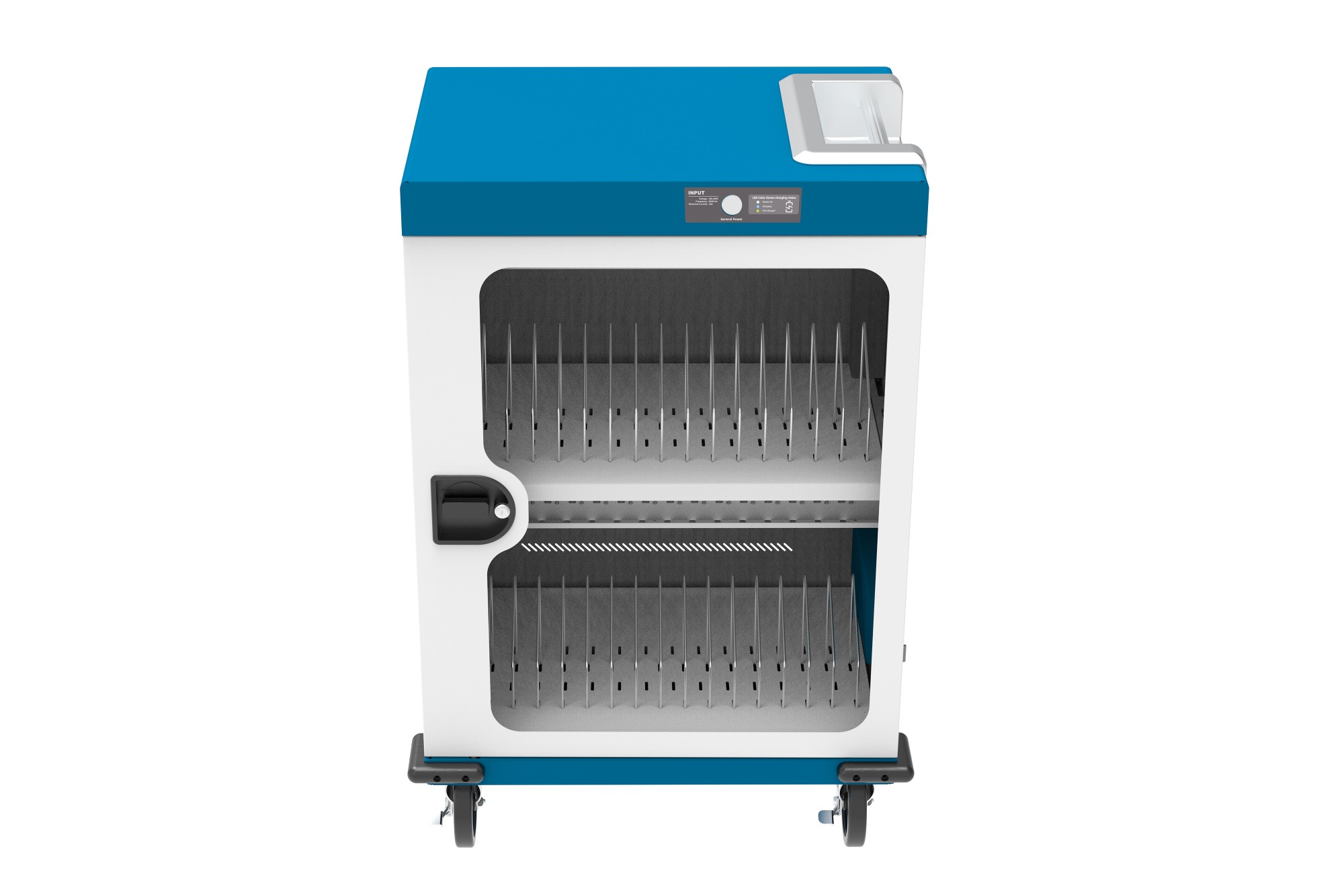 Good Connections® GEMMA T32C Ladewagen für 32 Geräte, USB-C™, 18W pro Port, PD 3.0, QC 3.0, weiß/blau