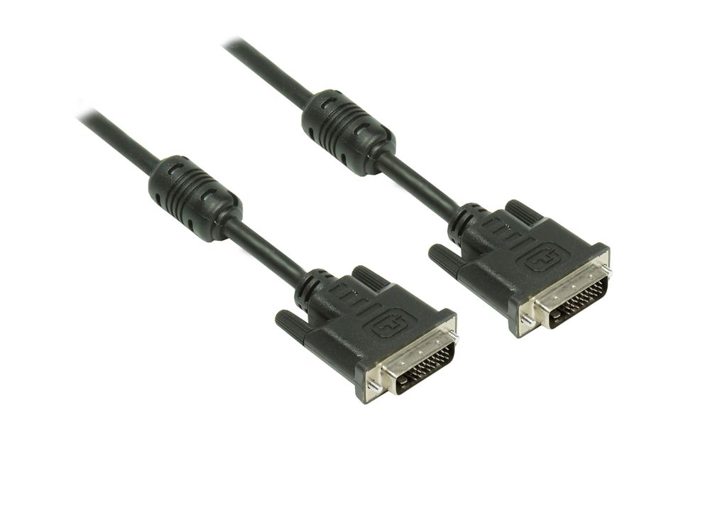 Anschlusskabel DVI-D 24+1 Stecker an Stecker, mit Ferritkern, schwarz, 10m, Good Connections®