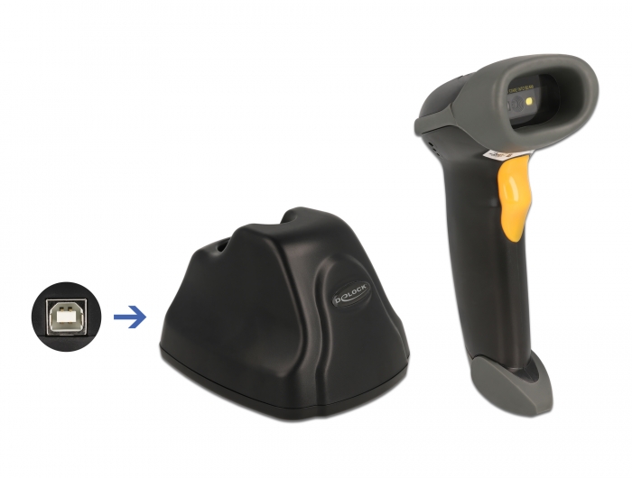 2,4 GHz Barcode Scanner 1D und 2D mit Ladestation, Delock® [90518]