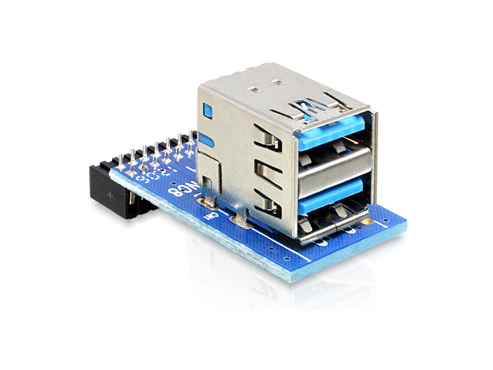 USB Pinheader Buchse an 2x USB 3.0 Buchse oben, übereinander, Delock® [41865]