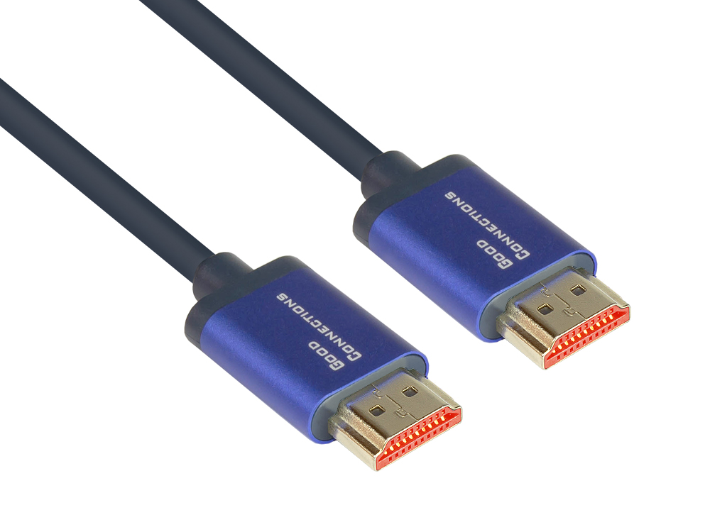 Ultra-High-Speed HDMI® 2.1 SmartFLEX Kabel, 8K UHD-2 / 4K UHD, Aluminiumgehäuse, CU, dunkelblau, 1m, Good Connections®