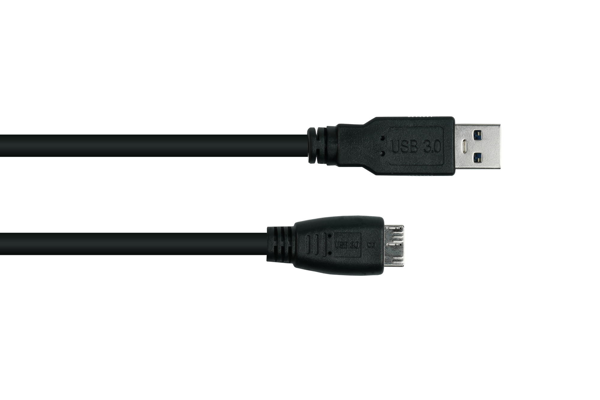 kabelmeister® Anschlusskabel USB 3.0 Stecker A an Stecker Micro B, Premium, DATA AWG28 / Power AWG24, UL, KUPFER, schwarz, 1m