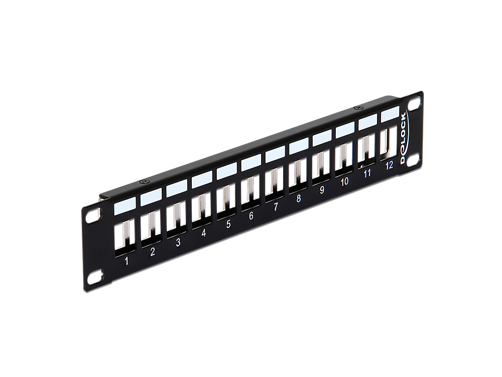 Keystone 10" Patchpanel 12 Port Metall, schwarz, Delock® [43326]