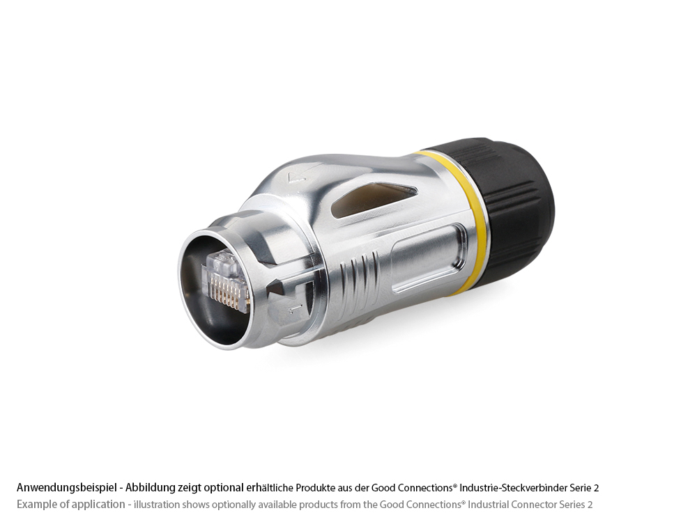 Industrie-Steckverbinder S2 - Unbestückter Stecker, Aussparung für RJ45 Stecker, Metall, M24, IP67, Good Connections®