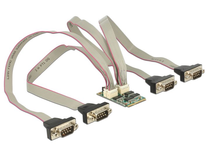 MiniPCI Express I/O PCIe full size RS-232 4x DB9 Stecker 921 Kb/s, Delock® [95244]