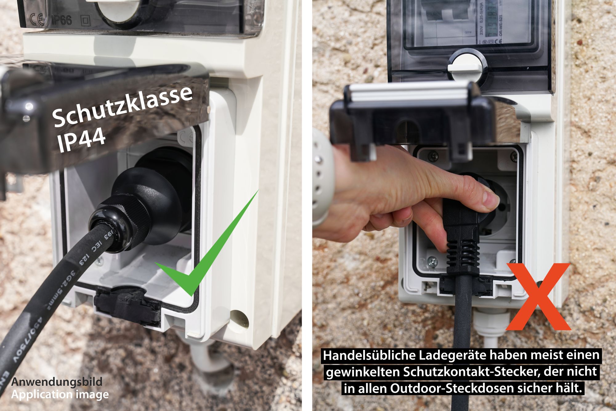 kabelmeister® Typ 2 Ladegerät mit geradem Schutzkontakt-Stecker, für Elektro- u. Hybridfahrzeuge, 3,6kW, schwarz, 5m