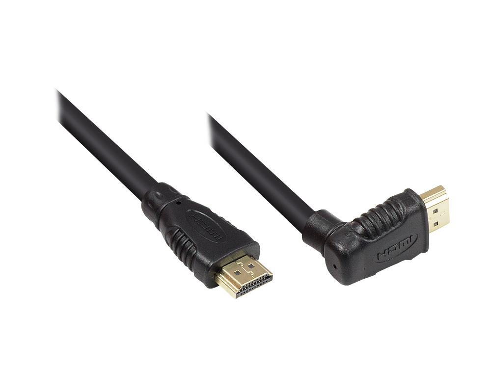 High-Speed-HDMI®-Kabel mit Ethernet, Winkelstecker oben, vergoldete Stecker, 1m, Good Connections®