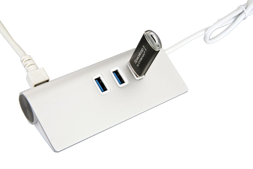 USB 3.0 HUB 3-Port, 3x Buchse A und 1x Ethernet 1Gigabit LAN, USB Anschluss mit C-Stecker, Adapter A-Stecker auf C-Buchse, Exsys® [EX-1132-N]