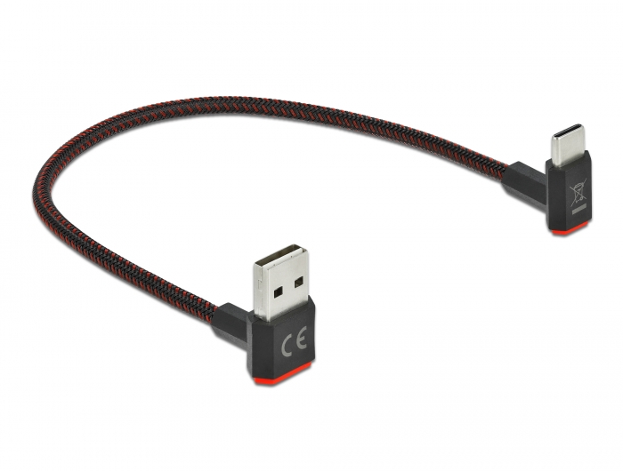 EASY-USB 2.0 Kabel Typ-A Stecker zu USB Type-C™ Stecker gewinkelt oben / unten 0,2 m schwarz, Delock® [85274]