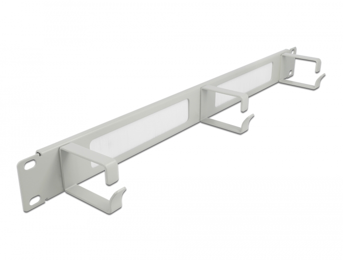 19" Kabelmanagement Bürstenleiste mit 3 Bügeln 1 HE grau, Delock® [66542]