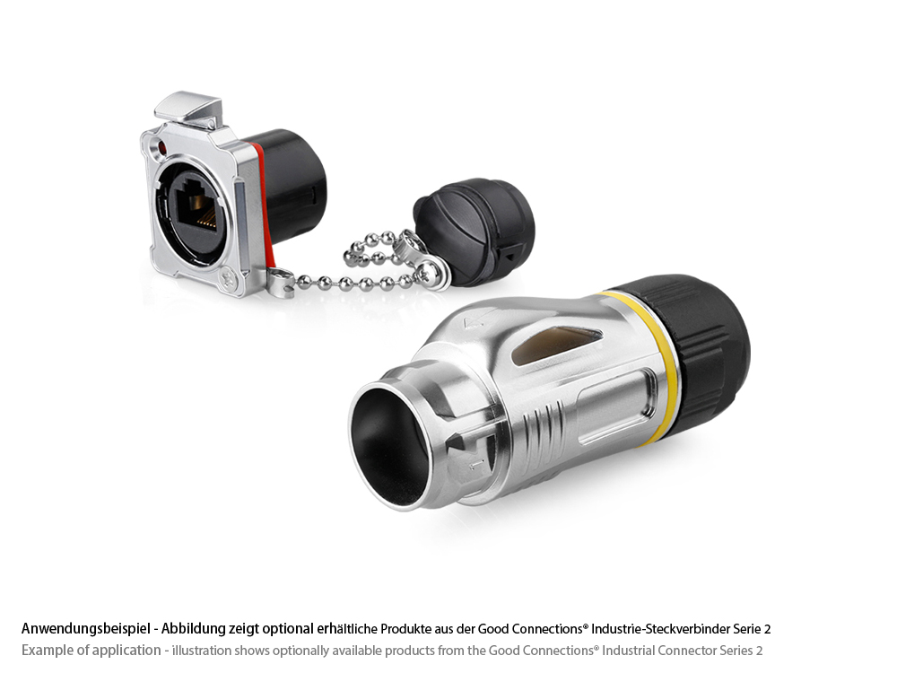 Industrie-Steckverbinder S2 - Unbestückter Stecker, Aussparung für RJ45 Stecker, Metall, M24, IP67, Good Connections®