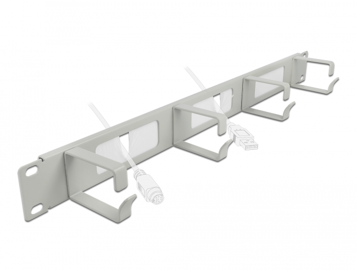 19" Kabelmanagement Bürstenleiste mit 4 Bügeln 1 HE grau, Delock® [66543]