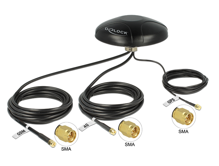 Multiband LTE UMTS GSM GPS SMA Antenne, omnidirektional, Dachmontage, outdoor, Delock® [12455]