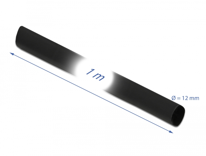 Schrumpfschlauch 1 m x 12 mm Schrumpfungsrate 4:1 schwarz, Delock® [20659]