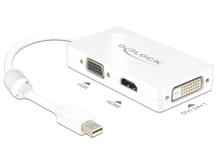 Adapter mini Displayport 1.1 Stecker an VGA / HDMI / DVI Buchse Passiv weiß, Delock® [62630]