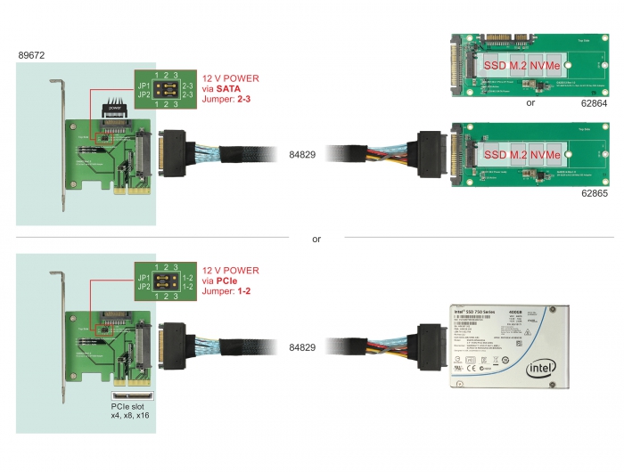 PCI Express x4 Karte an 1x intern U.2 NVMe SFF-8639 Buchse, Delock® [89672]