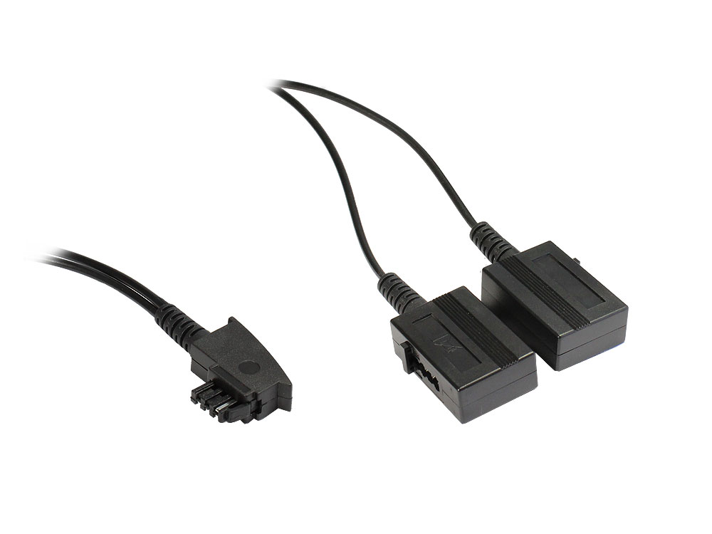 Telefon-Adapter TAE-F Stecker an  2 x TAE-F Buchse,  Länge: 20cm, Good Connections®