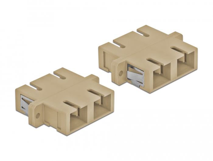 LWL Kupplung SC Duplex Buchse zu SC Duplex Buchse Multimode 4 Stück beige, Delock® [85996]