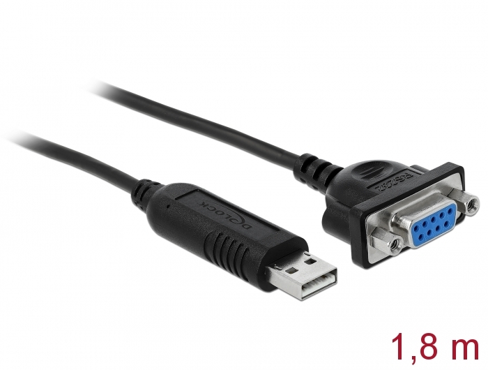 USB 2.0 an Seriell RS-232 Adapter mit kompaktem seriellen Steckergehäuse, Delock® [66281]