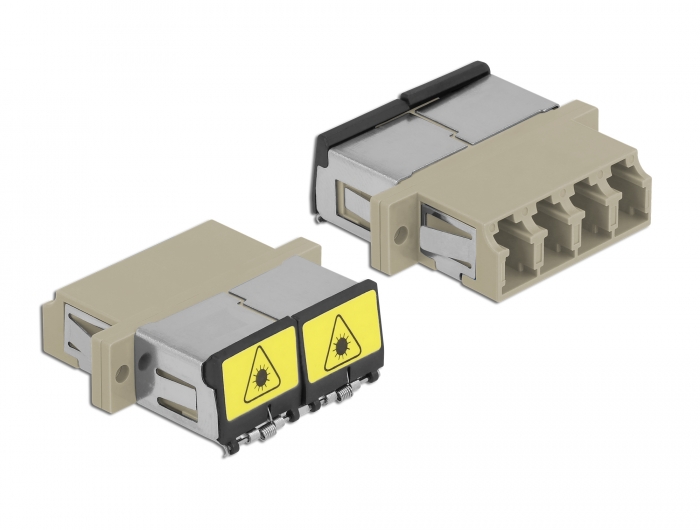 LWL Kupplung mit Laserschutzklappe LC Quad Buchse zu LC Quad Buchse Multimode beige, Delock® [86904]
