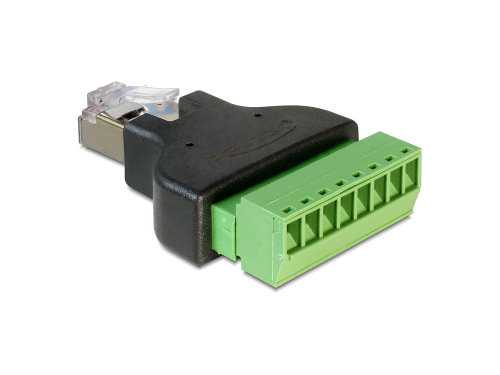 Adapter RJ45 Stecker an Terminalblock 8 Pin, 2-teilig, Delock® [65389]