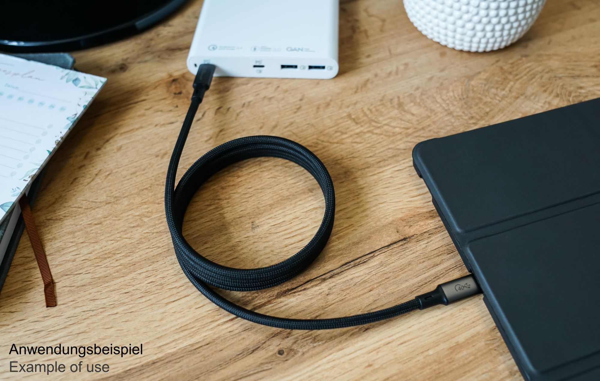 Magnetisches USB 4.0 Gen. 3x2 Spiralkabel (40GBit/s, 240W, 8K@60Hz), USB-C™ Stecker an USB-C™ Stecker, schwarz, 1m, Good Connections®