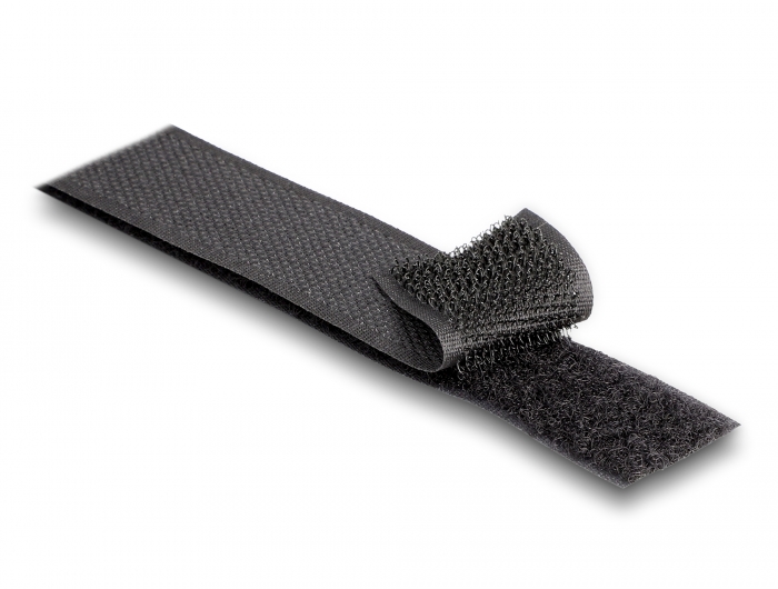 Strapazierfähiges Klettband mit Haft- und Flauschband L 15 m x B 25 mm schwarz, Delock® [20851]