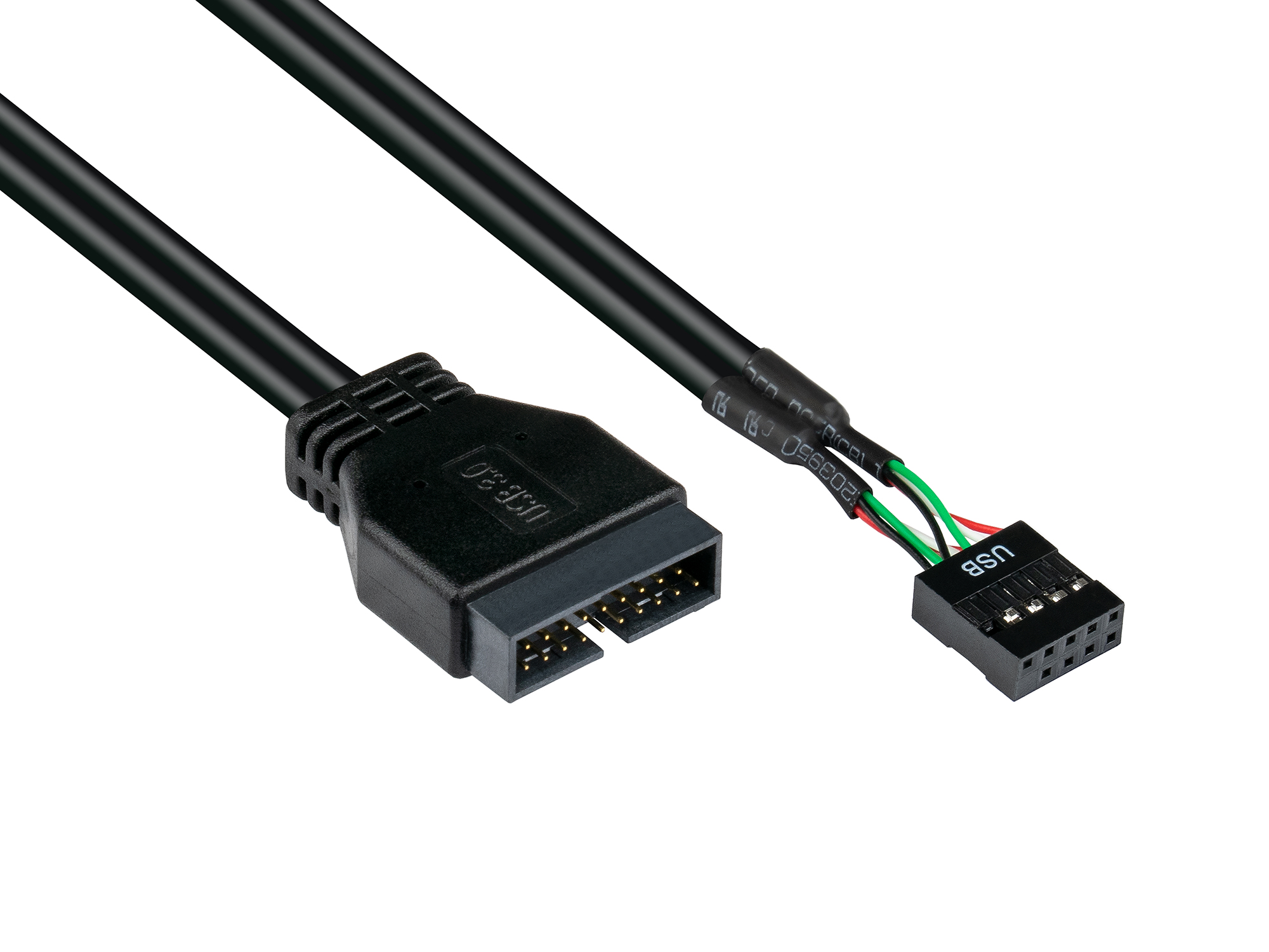 Adapter intern USB 3.0 Pin-Header Stecker an USB 2.0 Pin-Header Buchse, schwarz, 0,3m, Good Connections®