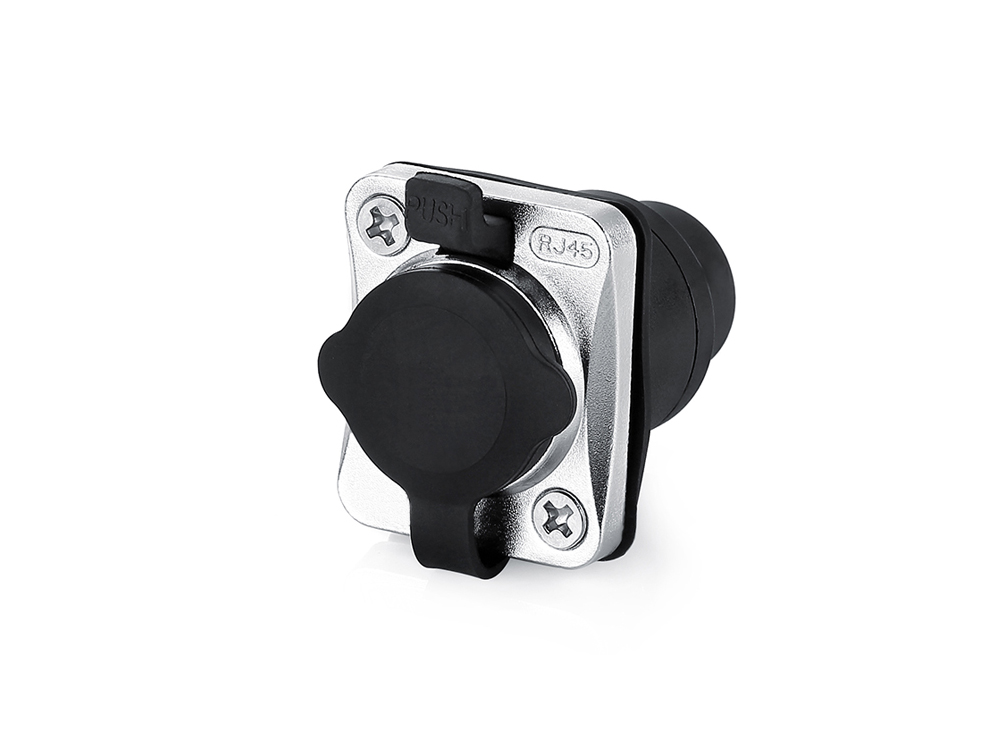 Industrie-Steckverbinder S6 - RJ45 Durchführungskupplung mit Klick Arretierung, RJ45 Buchse beidseitig, Metall, M24, Good Connections®