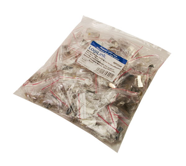 LogiLink® Modularstecker CAT5 geschirmt mit Einfädelhilfe 100 Stück [MP0004]