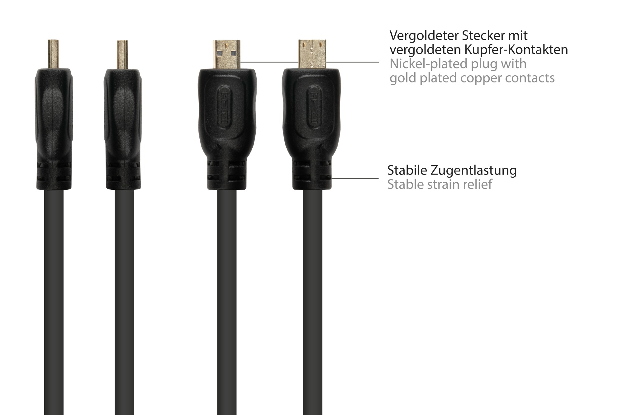 Anschlusskabel HDMI 2.0b, Stecker (Typ A) an Mirco Stecker (Typ D), 4K / UHD @60Hz, 18 Gbit/s, vergoldete Kontakte, schwarz, 1m, Good Connections®