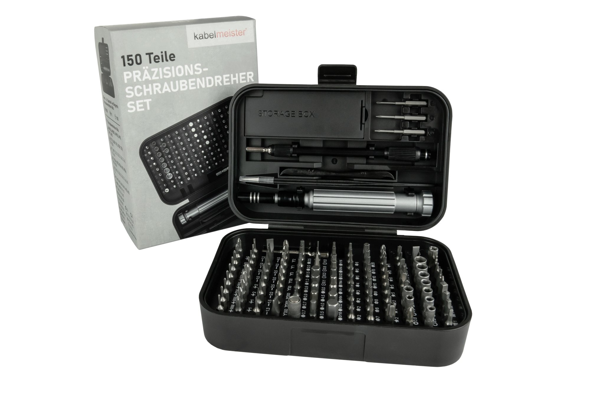 kabelmeister® Präzisions-Schraubendreher-Set, 150-Teile, u.a. 117x C4 Bits, 3x C3 Bits