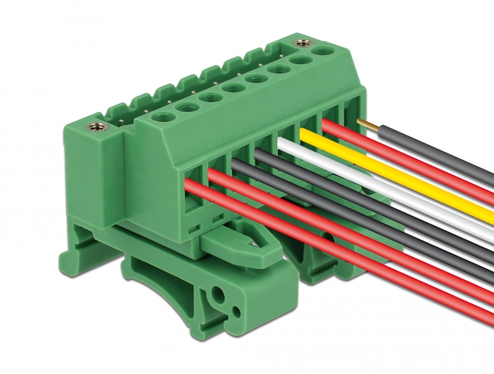 Terminalblock Set für Hutschienen 8 Pin mit Schraubverriegelung, Delock® [65940]