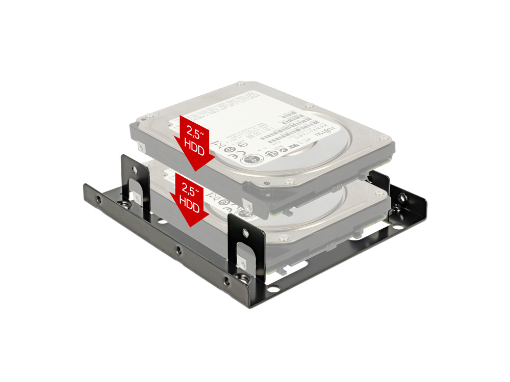 Festplatten Einbaurahmen, 2x 2,5" HDD auf 3,5", Metall, Delock® [18210]
