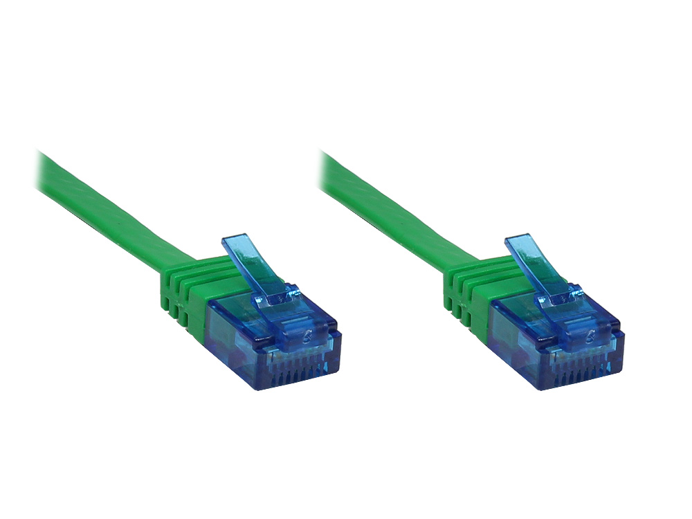 Patchkabel, Cat. 6a, U/UTP, FLACHKABEL, 500 MHz, grün, 3m, Good Connections®
