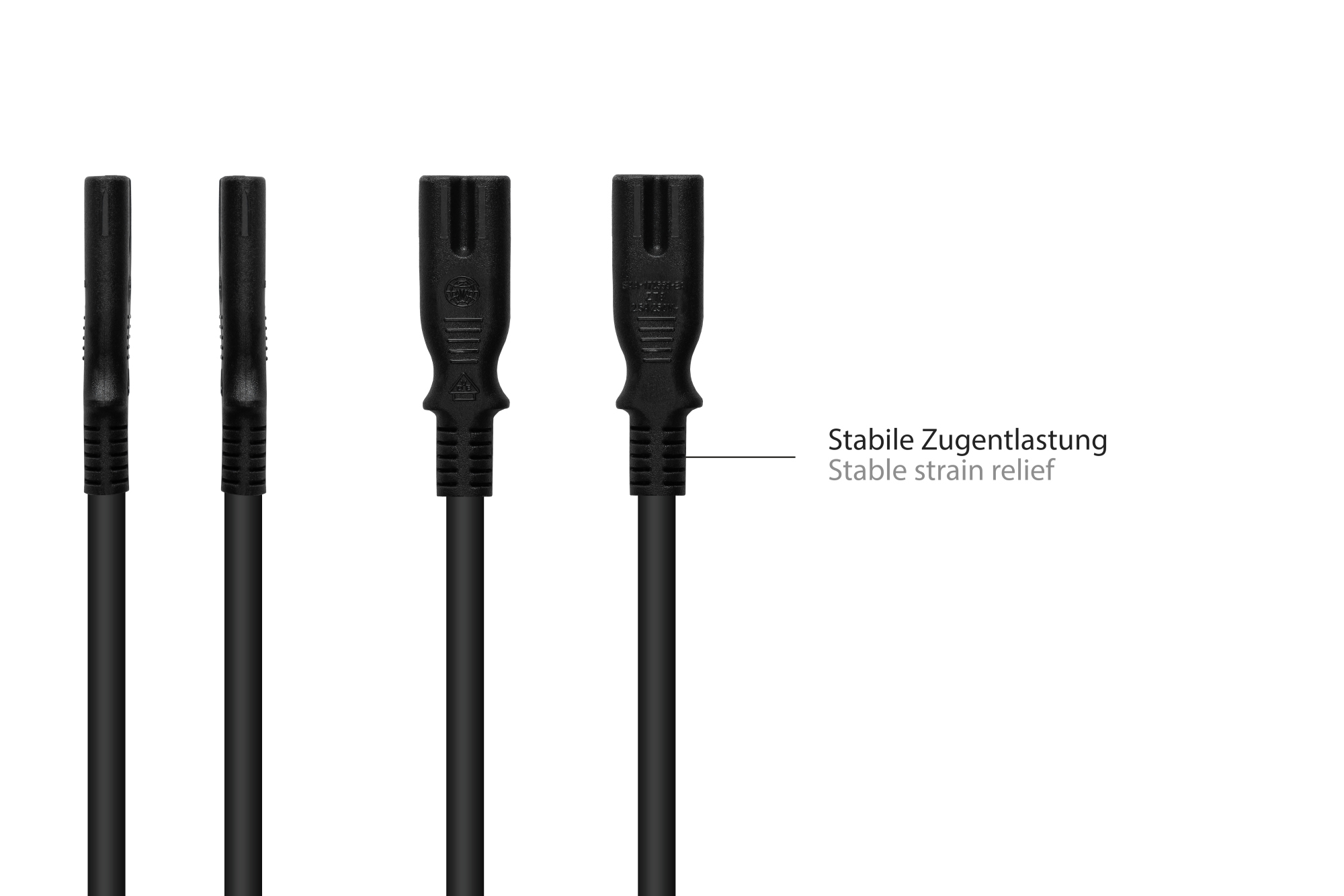 Euro-Netzkabel Euro-Stecker Typ C (gerade) an C7/Euro 8 Buchse (gerade), schwarz, 0,75 mm², 0,75 m, Good Connections®