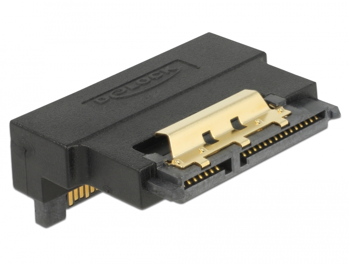 Adapter SATA 22 Pin Buchse mit Einrastfunktion zu Stecker - gewinkelt unten, Delock® [63943]